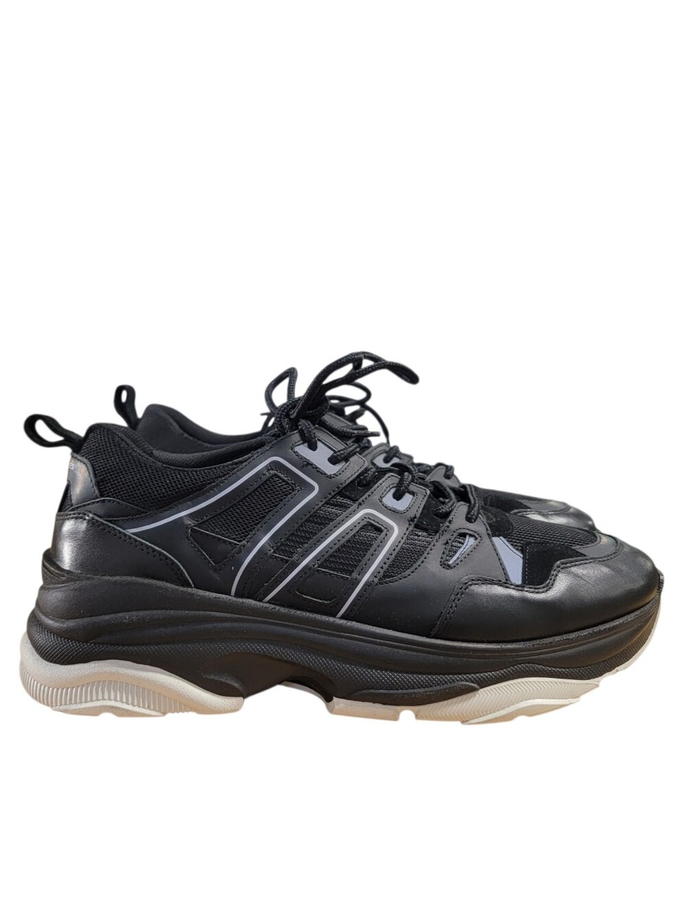 The Kooples Black Chunky Low-Top Sneakers with Contrasting Sole